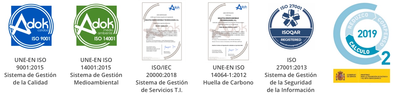 Certificaciones de calidad de Solutia Innovaworld Technologies, S.L.